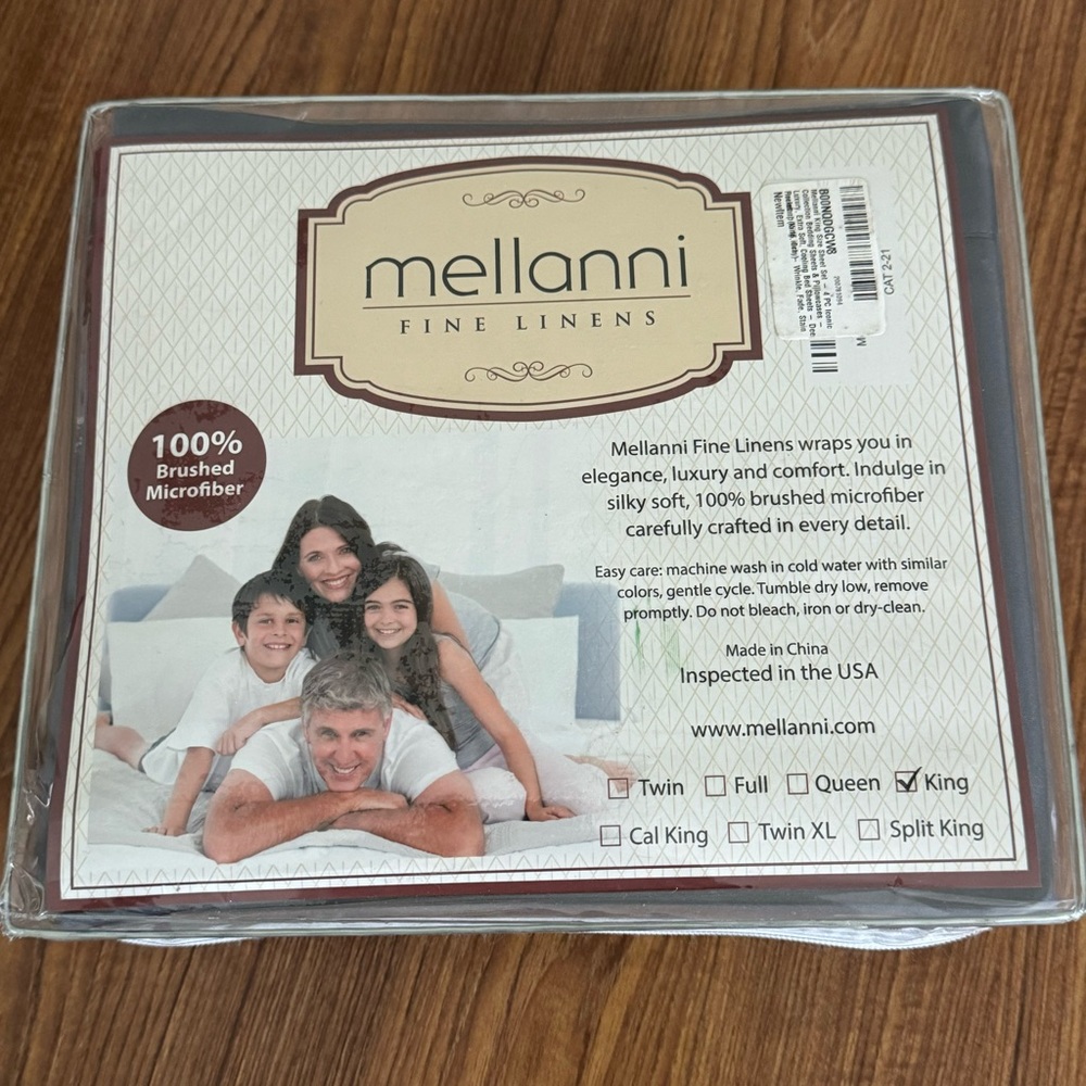 New Mellanni 1800 Brushed Microfiber King Bed Sheet Set, 4 Piece - Light Gray
